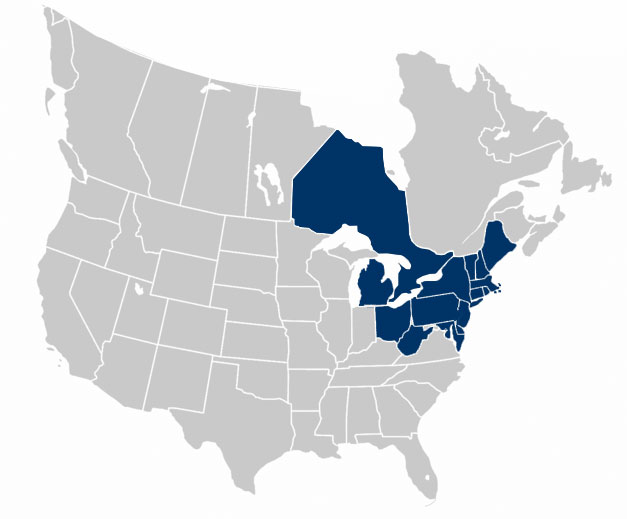 Northeastern United States territory.